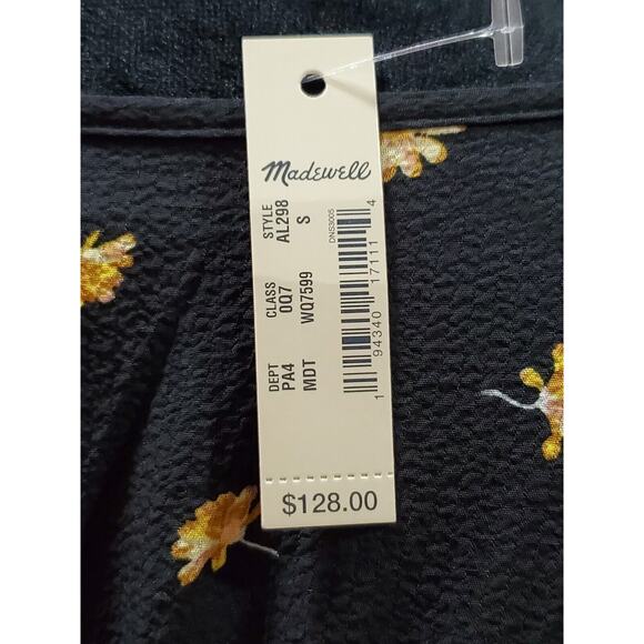 Madewell Women's Black Polyester Round Neck Long Sleeve Knee Length Dress Small - Picture 10 of 13